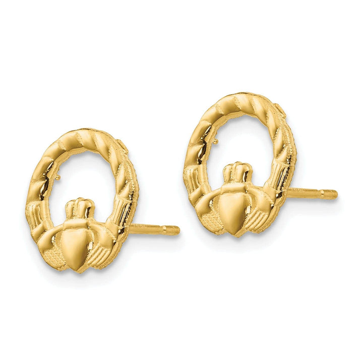 Lovely Rita's Earrings 14k Yellow Gold Twist Claddagh Post Earrings