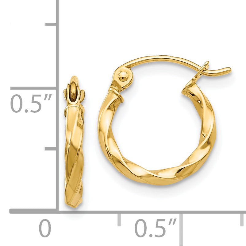 Lovely Rita's Earrings 14k Yellow Gold Twist Polished Hoop Earring