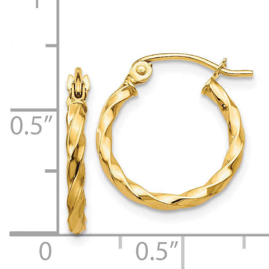 Lovely Rita's Earrings 14k Yellow Gold Twist Polished Hoop Earring