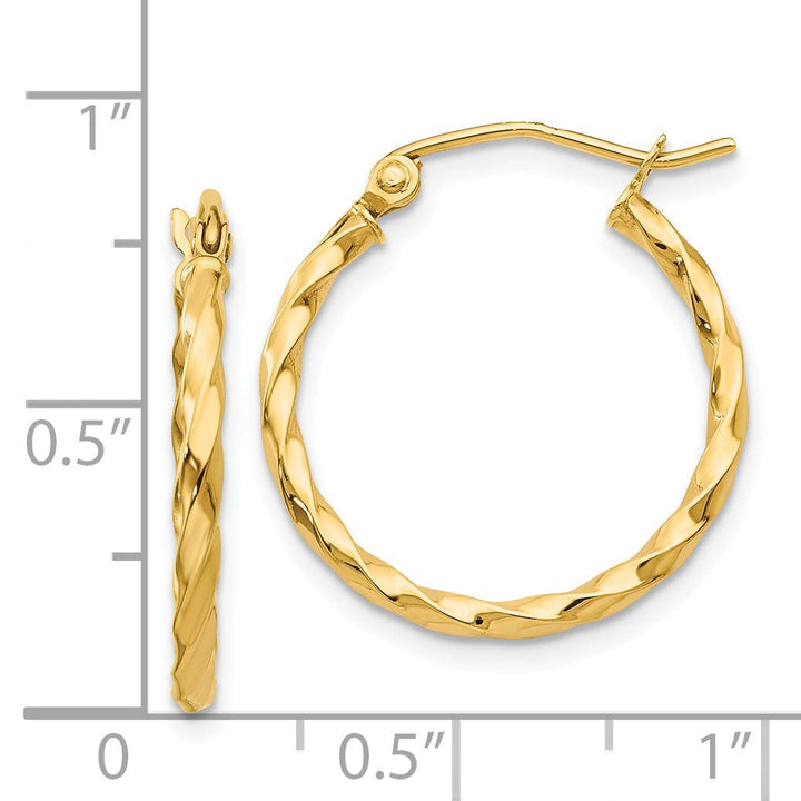 Lovely Rita's Earrings 14k Yellow Gold Twist Polished Hoop Earring
