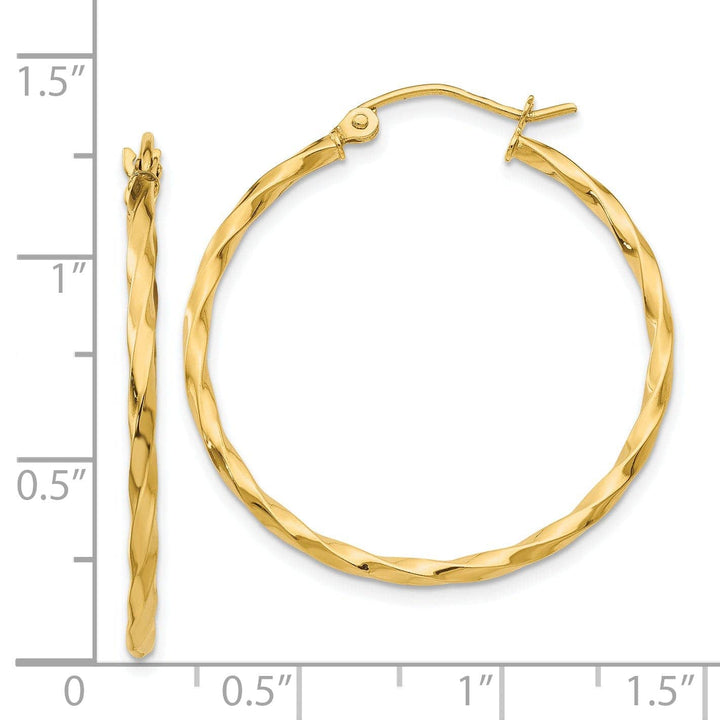 Lovely Rita's Earrings 14k Yellow Gold Twist Polished Hoop Earring