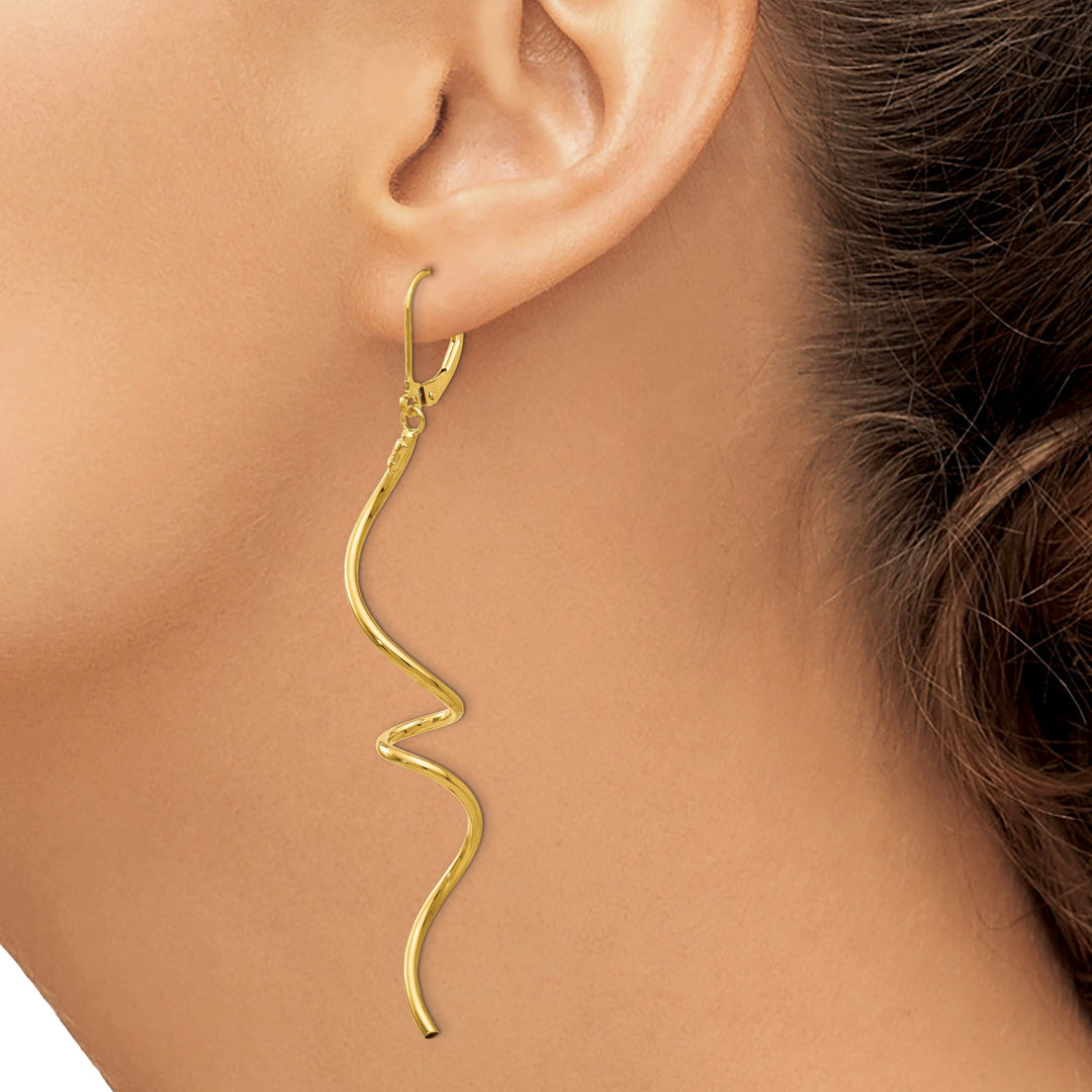 Lovely Rita's Earrings 14k Yellow Gold Twisted Dangle Leverback Earrings