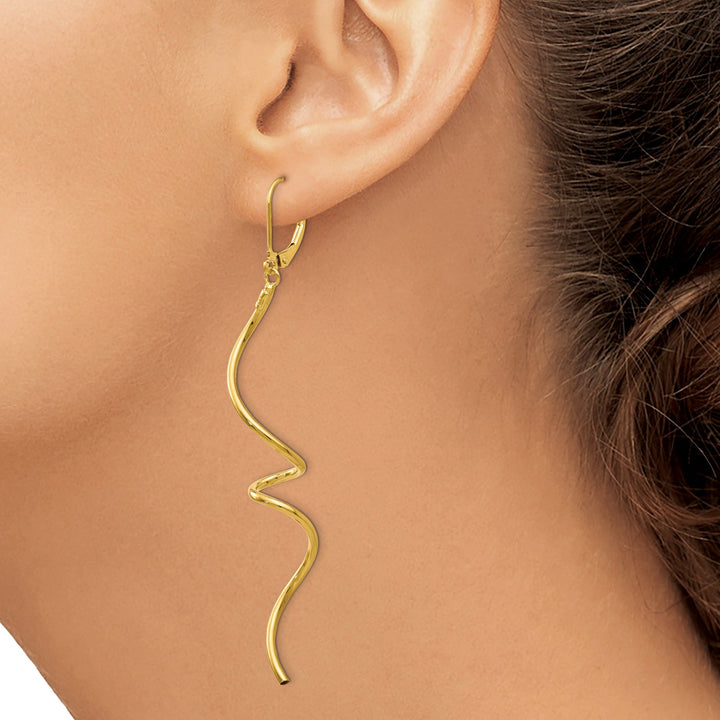 Lovely Rita's Earrings 14k Yellow Gold Twisted Dangle Leverback Earrings