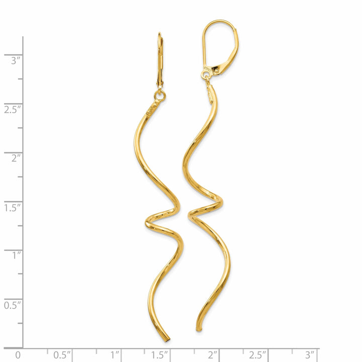 Lovely Rita's Earrings 14k Yellow Gold Twisted Dangle Leverback Earrings