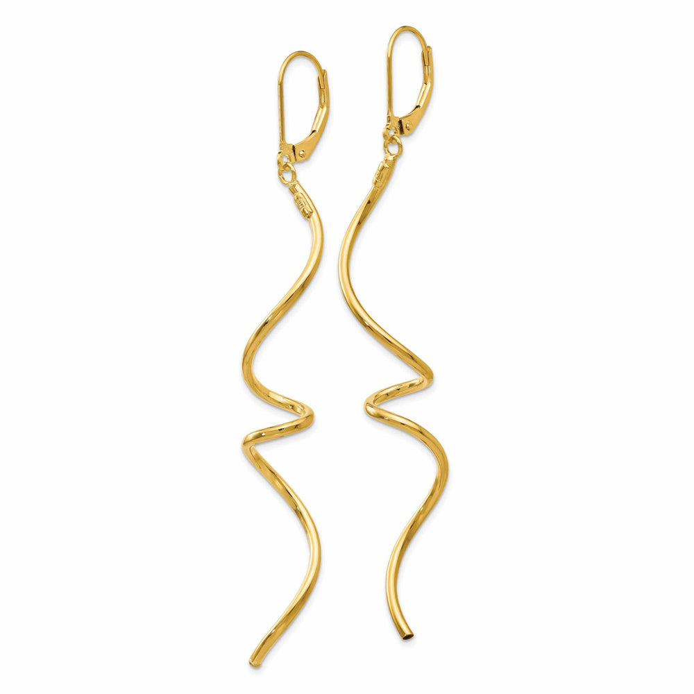 Lovely Rita's Earrings 14k Yellow Gold Twisted Dangle Leverback Earrings
