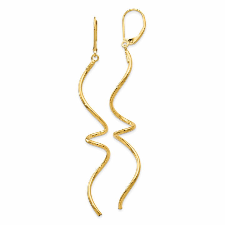 Lovely Rita's Earrings 14k Yellow Gold Twisted Dangle Leverback Earrings