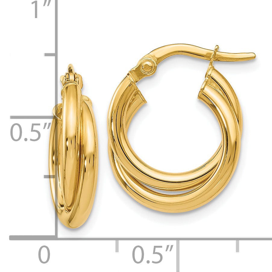 Lovely Rita's Earrings 14k Yellow Gold Twisted Double Hoop Earrings