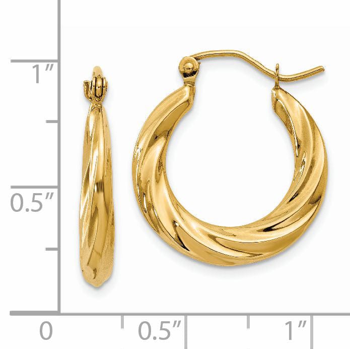 Lovely Rita's Earrings 14k Yellow Gold Twisted Hollow Hoop Earrings