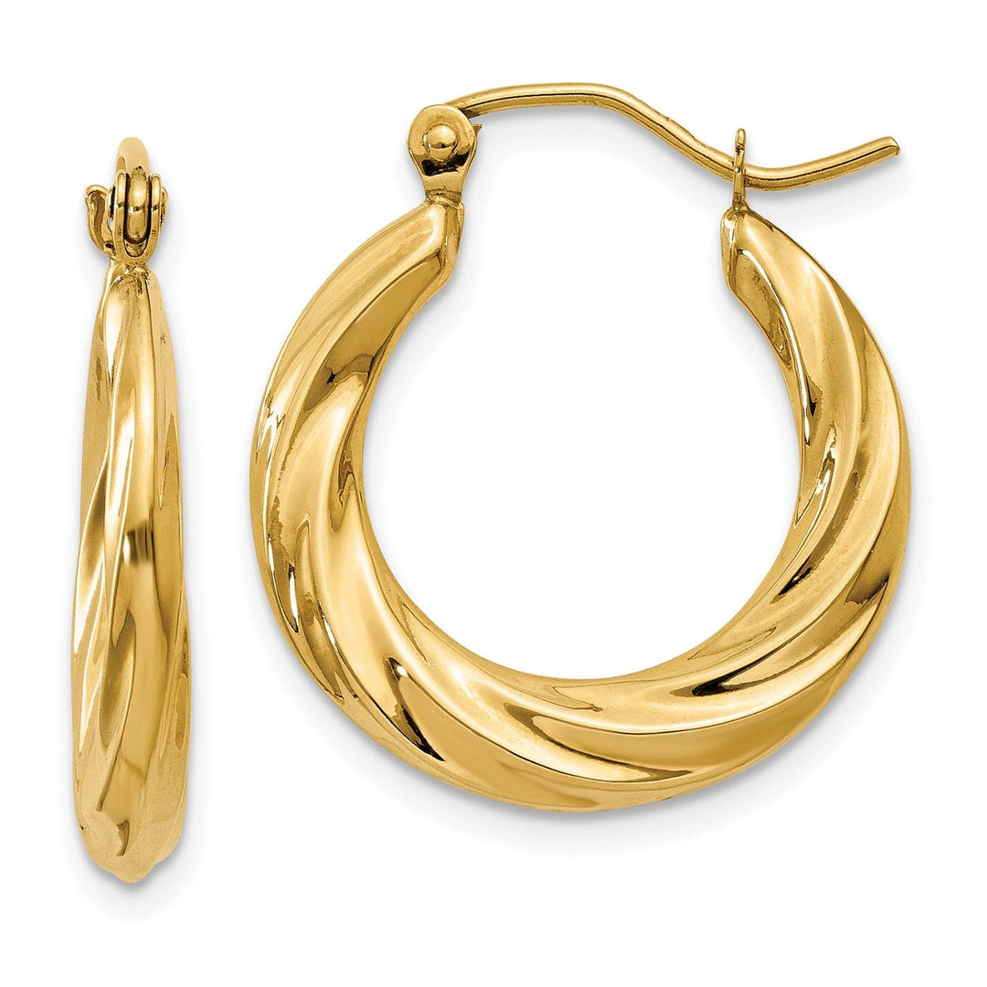 Lovely Rita's Earrings 14k Yellow Gold Twisted Hollow Hoop Earrings