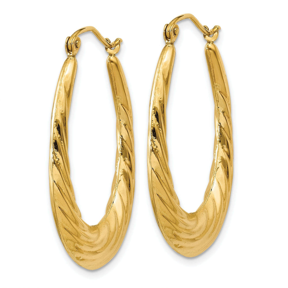 Lovely Rita's Earrings 14k Yellow Gold Twisted Oval Hollow Hoop Earrings
