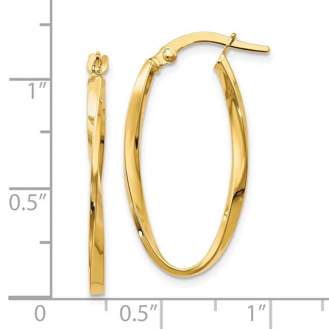 Lovely Rita's Earrings 14k Yellow Gold Twisted Oval Hoop Earrings