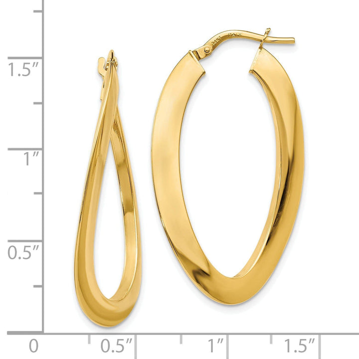 Lovely Rita's Earrings 14k Yellow Gold Twisted Oval Hoop Earrings