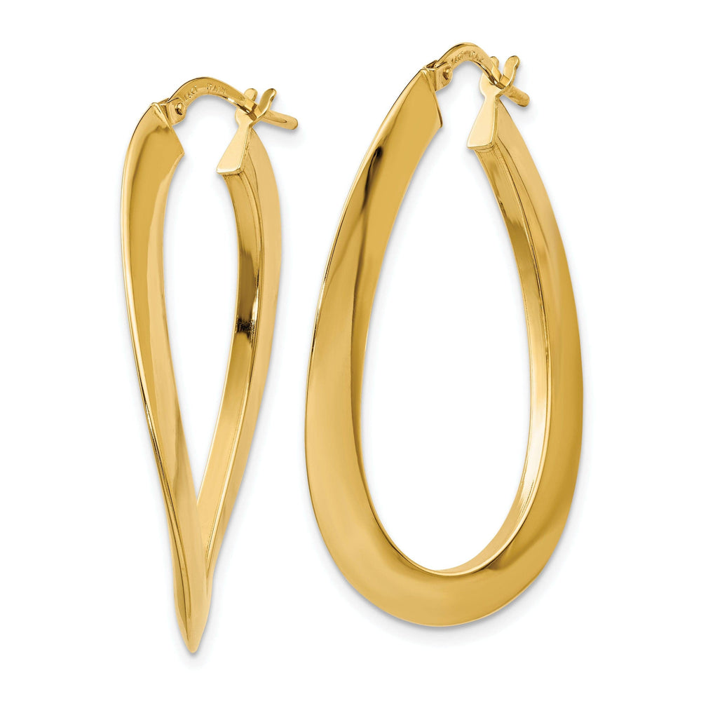 Lovely Rita's Earrings 14k Yellow Gold Twisted Oval Hoop Earrings