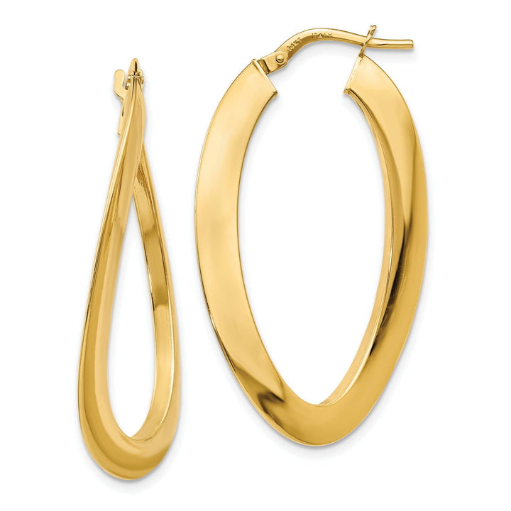 Lovely Rita's Earrings 14k Yellow Gold Twisted Oval Hoop Earrings