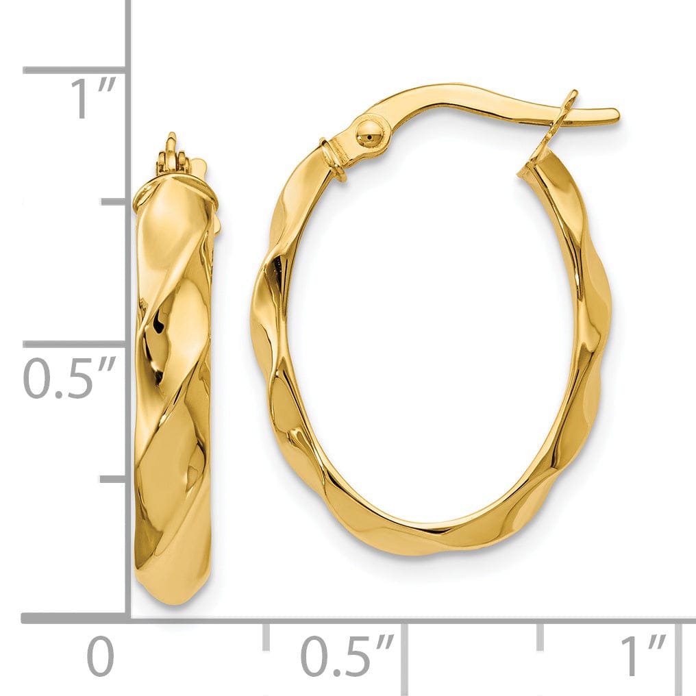 Lovely Rita's Earrings 14k Yellow Gold Twisted Oval Hoop Earrings