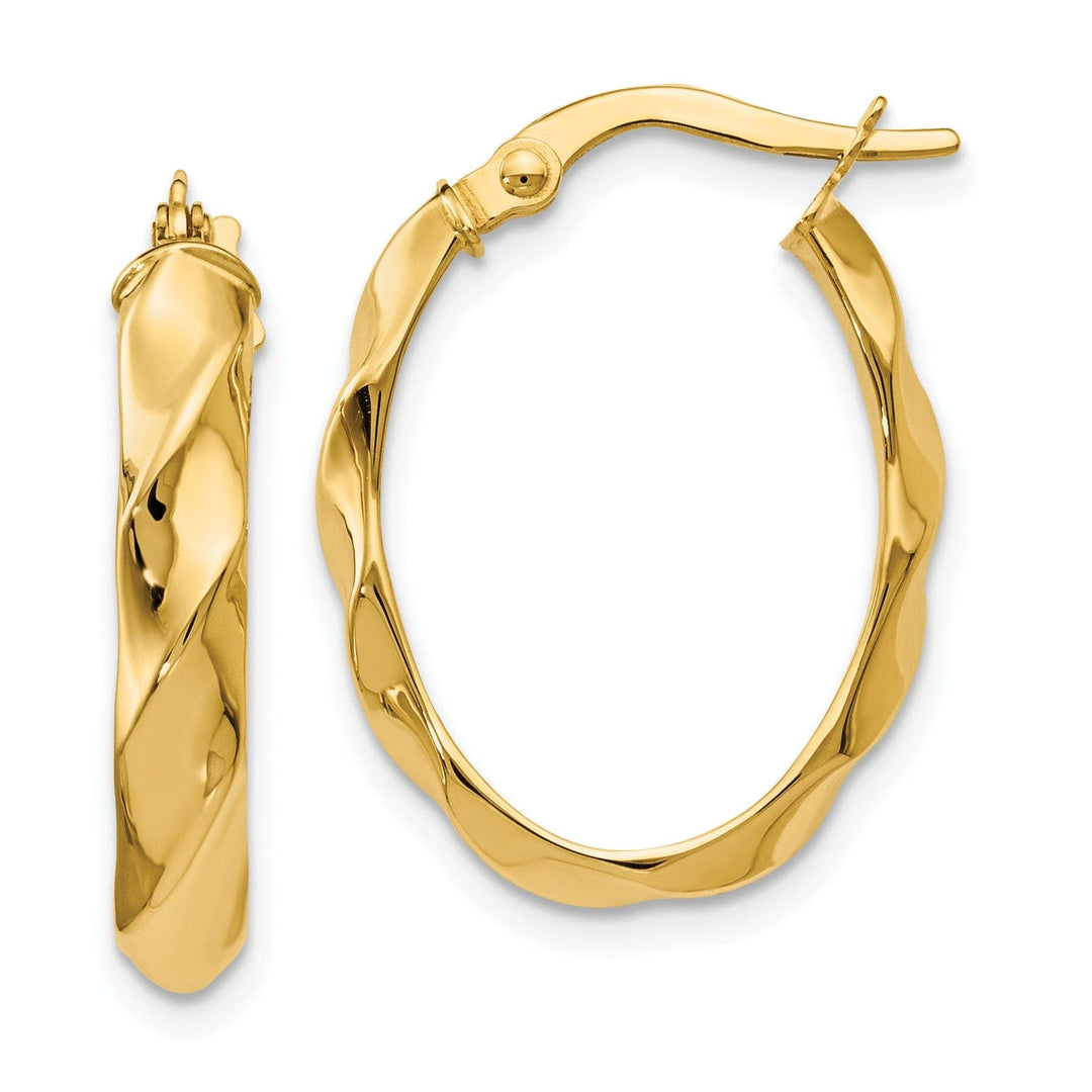 Lovely Rita's Earrings 14k Yellow Gold Twisted Oval Hoop Earrings