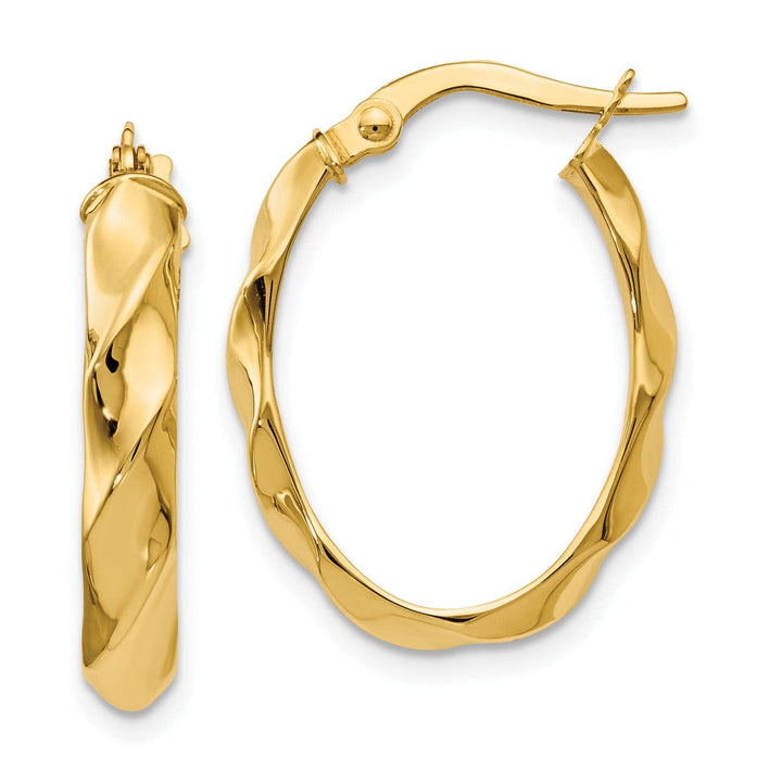 Lovely Rita's Earrings 14k Yellow Gold Twisted Oval Hoop Earrings