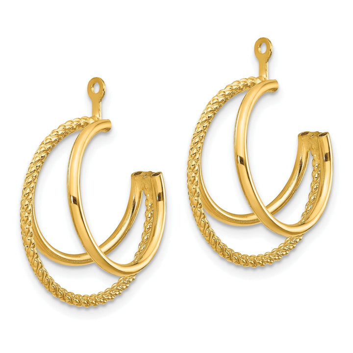 Lovely Rita's Earrings 14k Yellow Gold Twisted Triple Hoop Earring Jacket