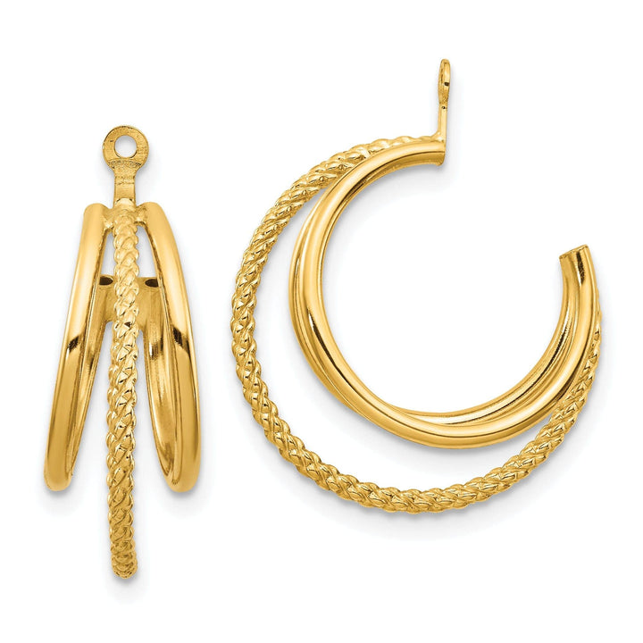 Lovely Rita's Earrings 14k Yellow Gold Twisted Triple Hoop Earring Jacket