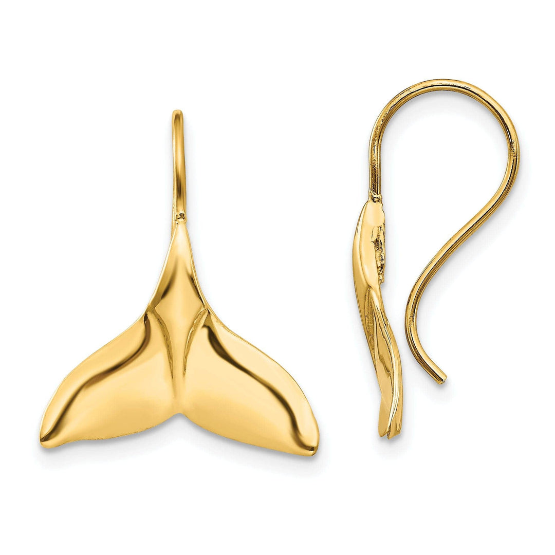 Lovely Rita's Earrings 14k Yellow Gold Whale Tail Wire Earrings