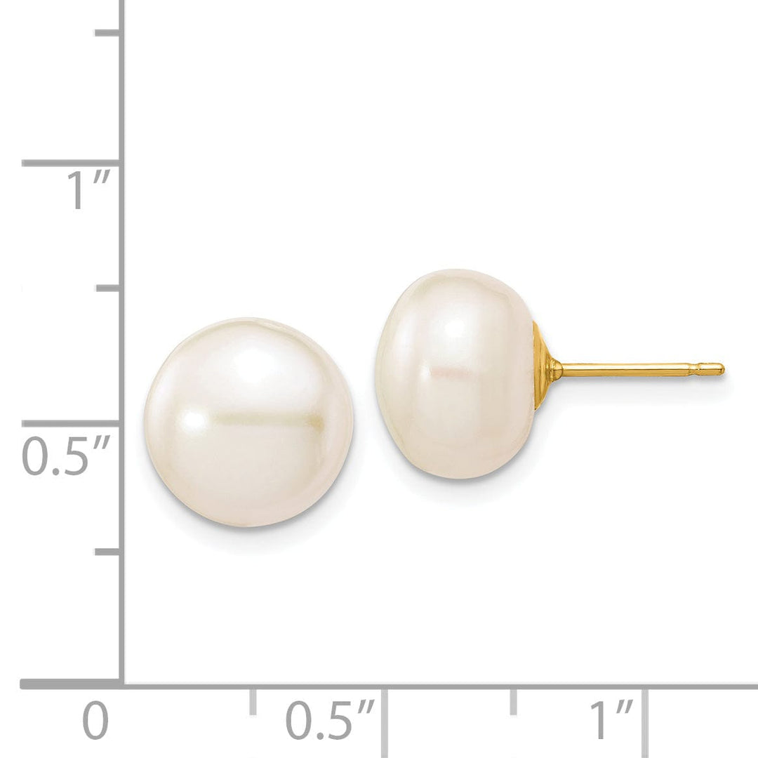 Lovely Rita's Earrings 14k Yellow Gold White Button Pearl Earrings