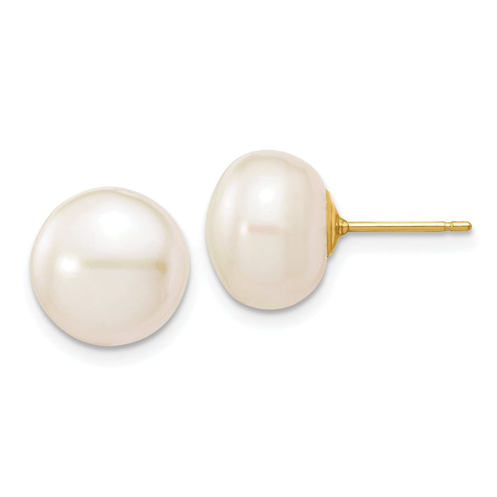 Lovely Rita's Earrings 14k Yellow Gold White Button Pearl Earrings
