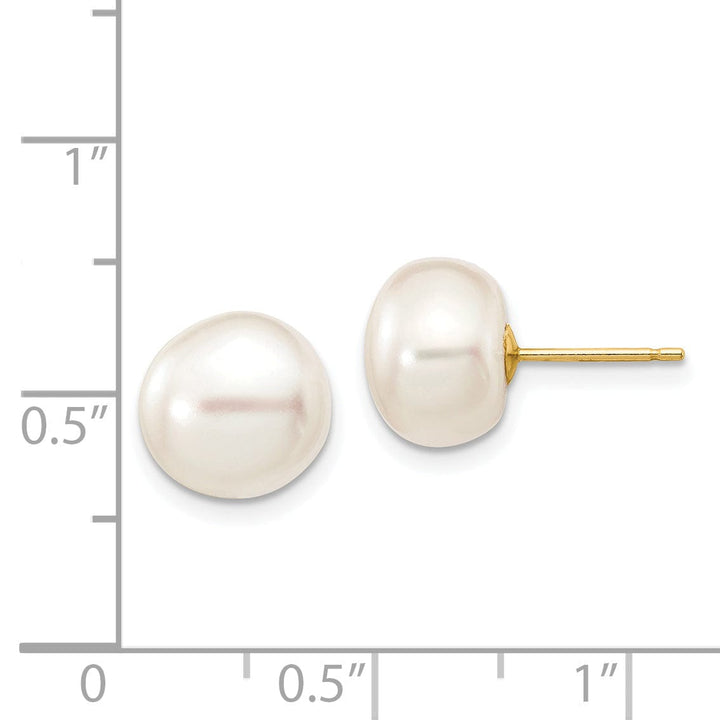 Lovely Rita's Earrings 14k Yellow Gold White Button Pearl Earrings