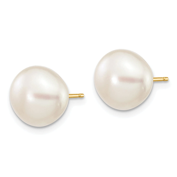 Lovely Rita's Earrings 14k Yellow Gold White Button Pearl Earrings