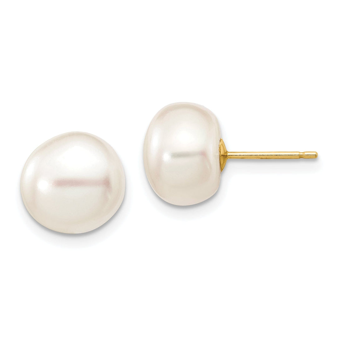 Lovely Rita's Earrings 14k Yellow Gold White Button Pearl Earrings