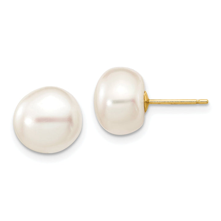 Lovely Rita's Earrings 14k Yellow Gold White Button Pearl Earrings
