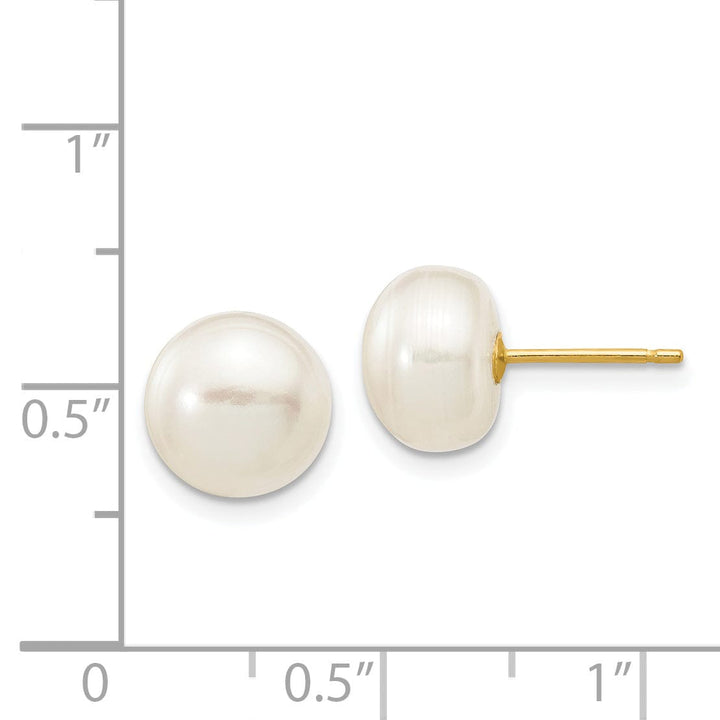 Lovely Rita's Earrings 14k Yellow Gold White Button Pearl Earrings
