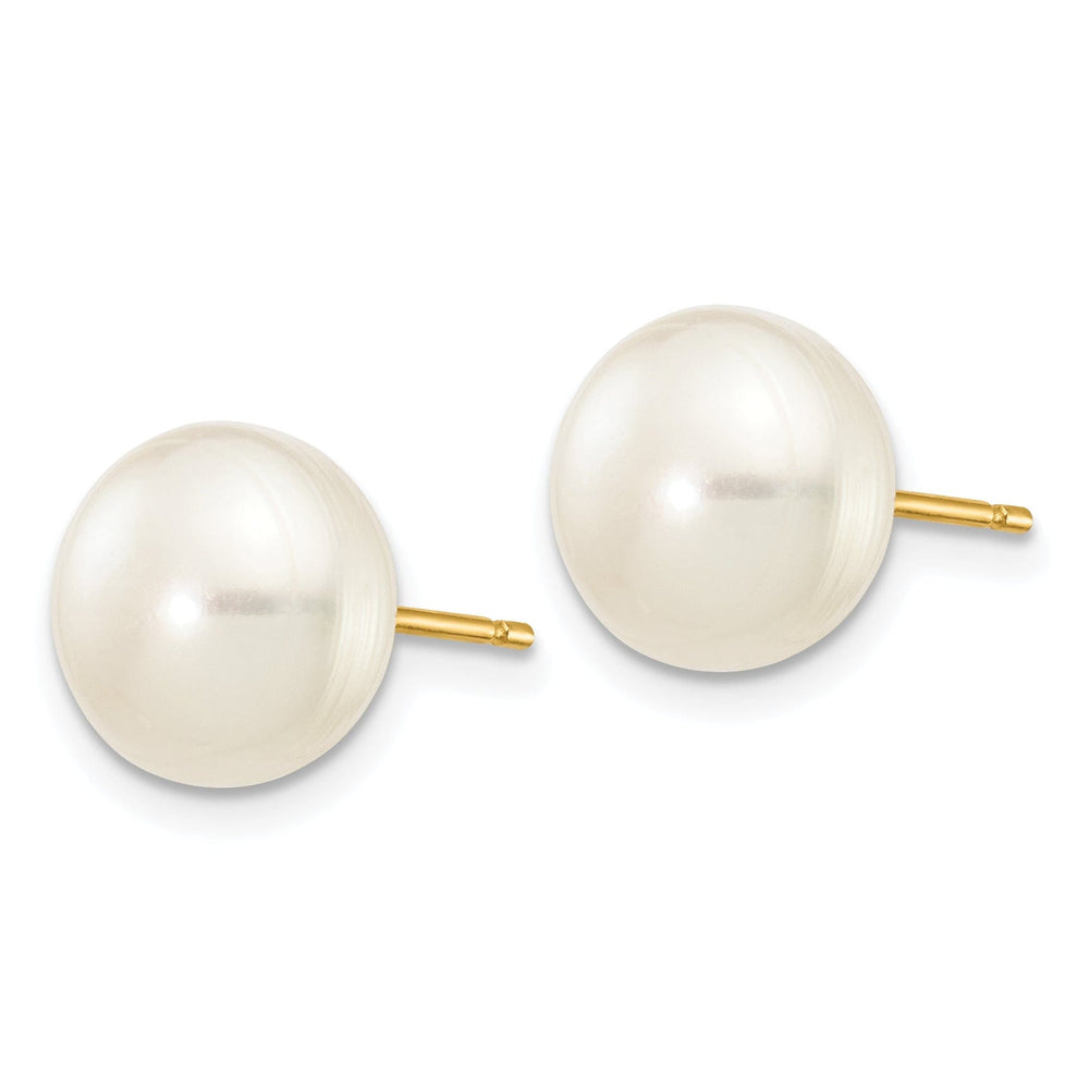 Lovely Rita's Earrings 14k Yellow Gold White Button Pearl Earrings