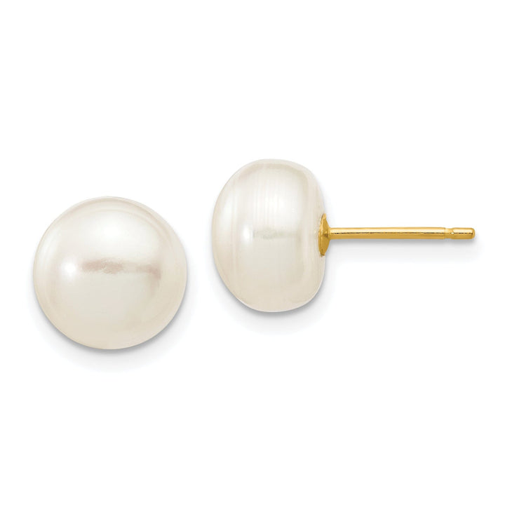 Lovely Rita's Earrings 14k Yellow Gold White Button Pearl Earrings