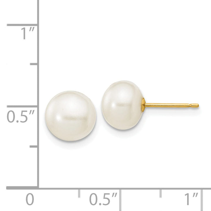 Lovely Rita's Earrings 14k Yellow Gold White Button Pearl Earrings