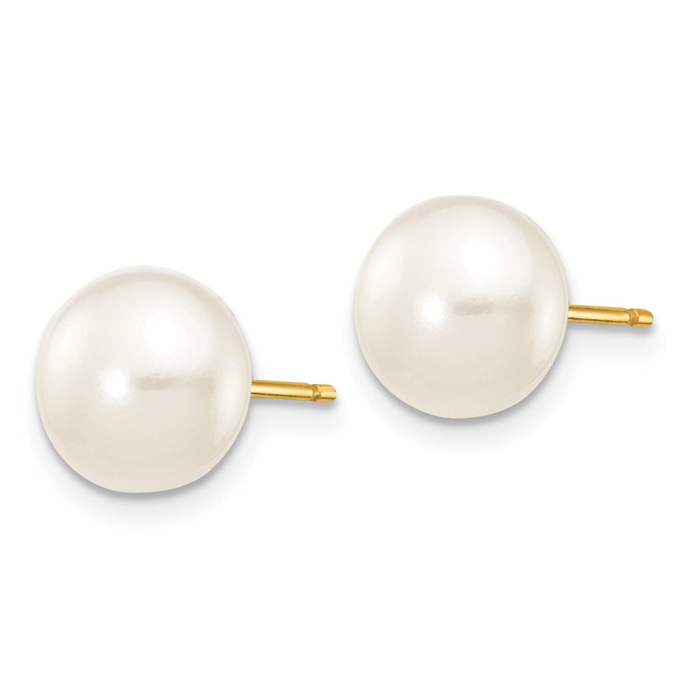 Lovely Rita's Earrings 14k Yellow Gold White Button Pearl Earrings