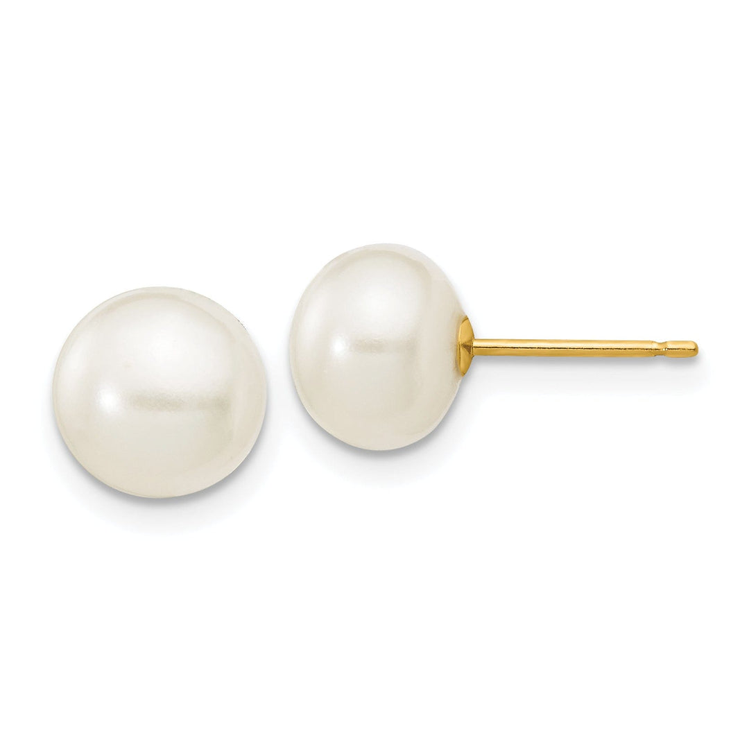 Lovely Rita's Earrings 14k Yellow Gold White Button Pearl Earrings