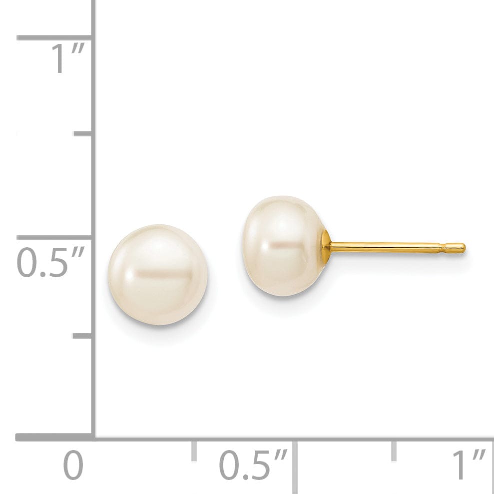 Lovely Rita's Earrings 14k Yellow Gold White Button Pearl Earrings