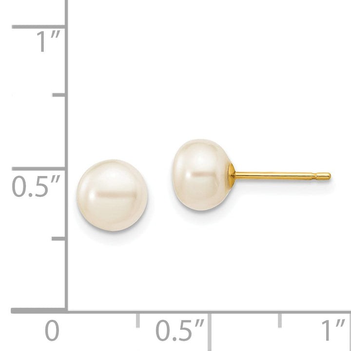 Lovely Rita's Earrings 14k Yellow Gold White Button Pearl Earrings