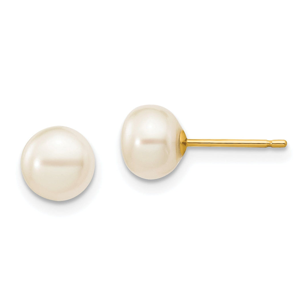 Lovely Rita's Earrings 14k Yellow Gold White Button Pearl Earrings