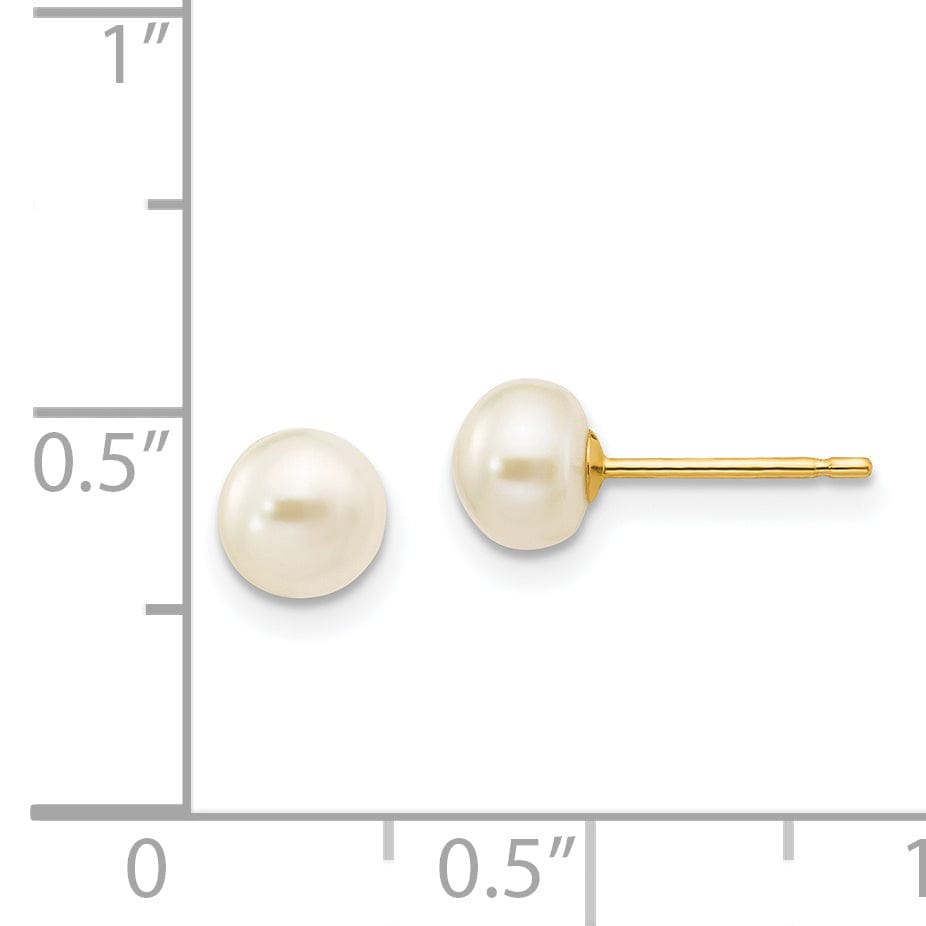 Lovely Rita's Earrings 14k Yellow Gold White Button Pearl Earrings