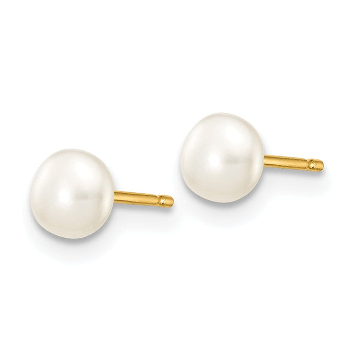 Lovely Rita's Earrings 14k Yellow Gold White Button Pearl Earrings