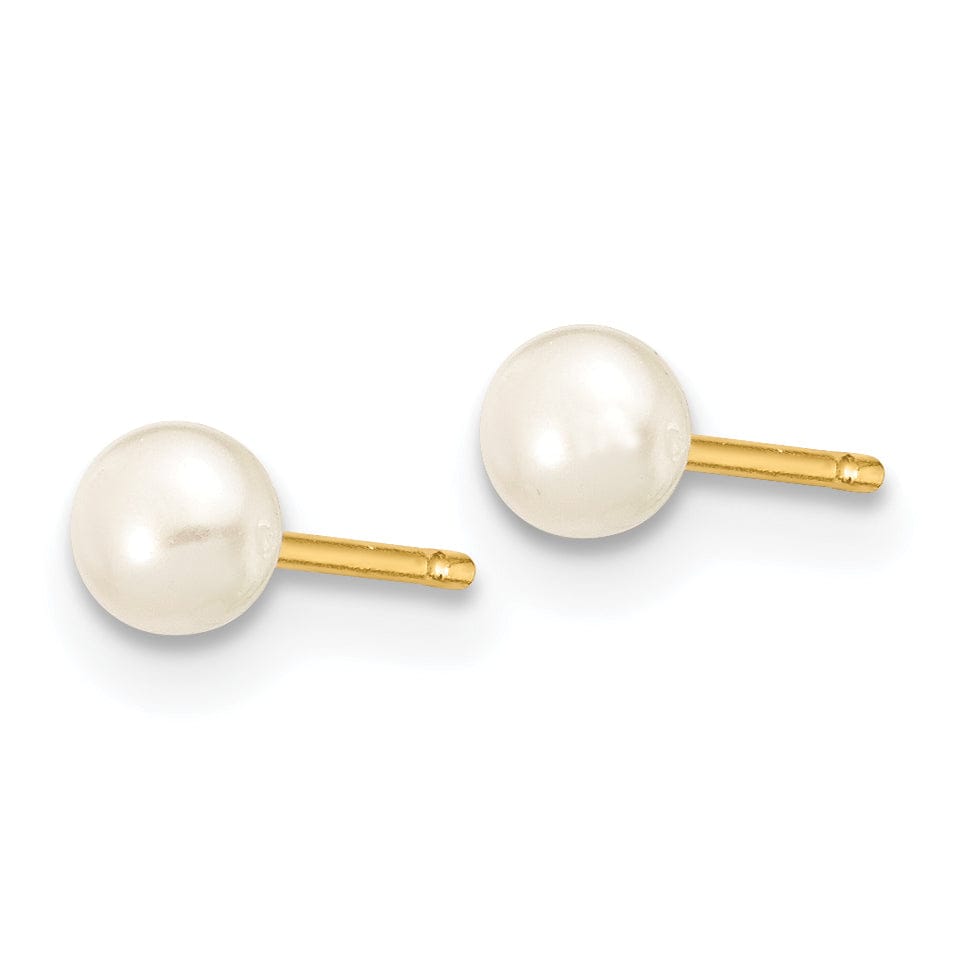 Lovely Rita's Earrings 14k Yellow Gold White Button Pearl Earrings