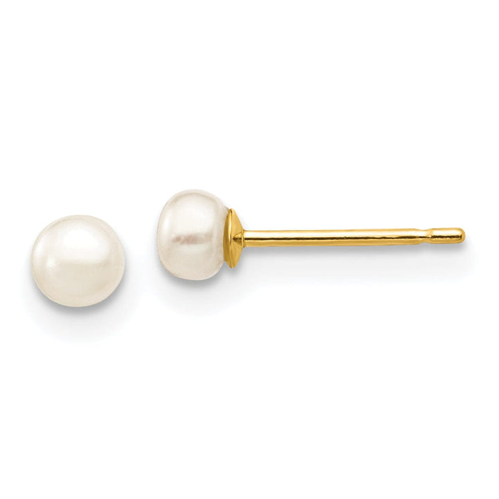 Lovely Rita's Earrings 14k Yellow Gold White Button Pearl Earrings