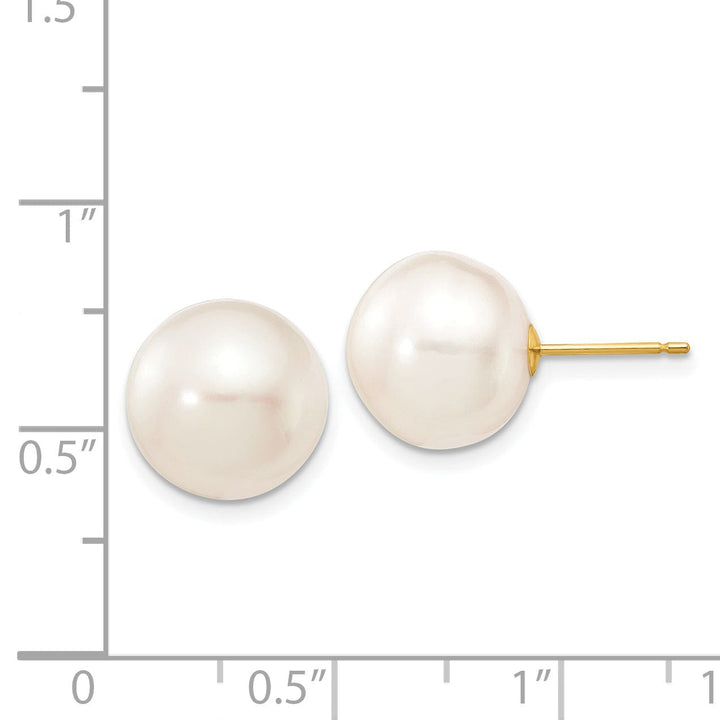 Lovely Rita's Earrings 14k Yellow Gold White Button Pearl Earrings