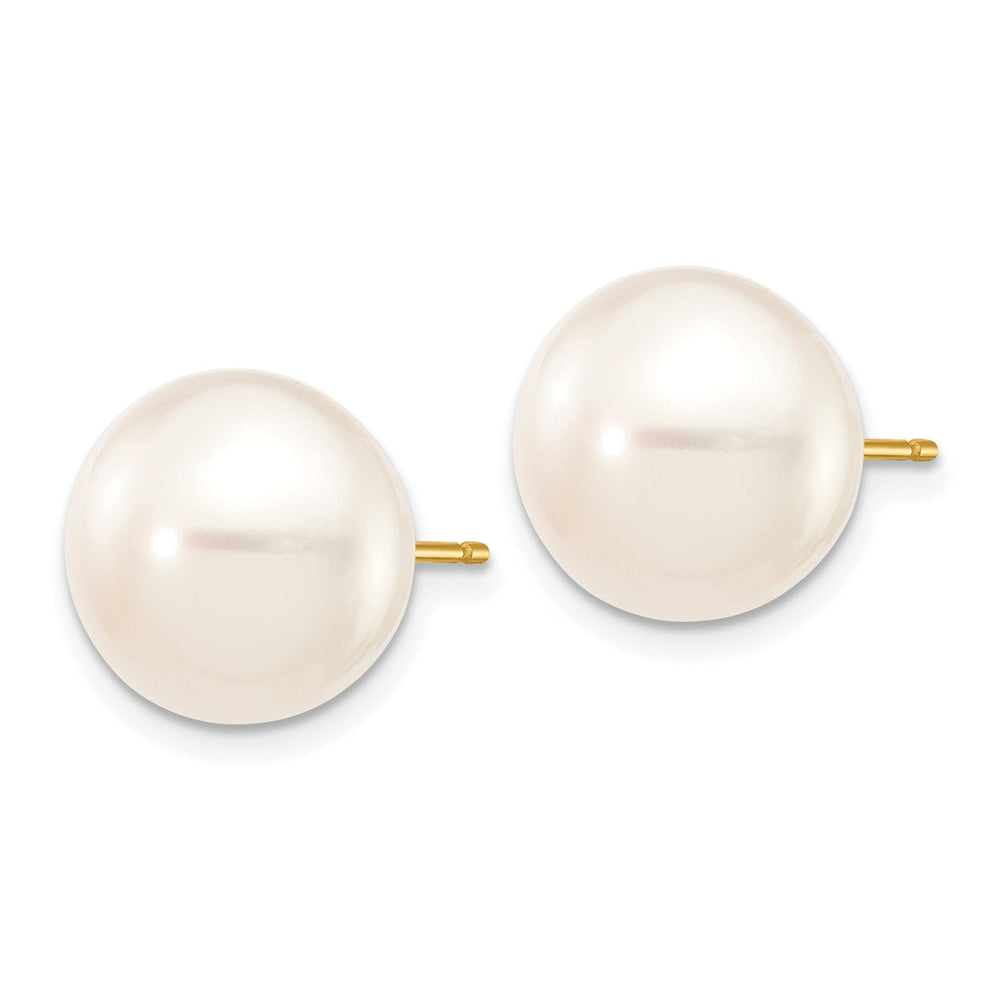 Lovely Rita's Earrings 14k Yellow Gold White Button Pearl Earrings