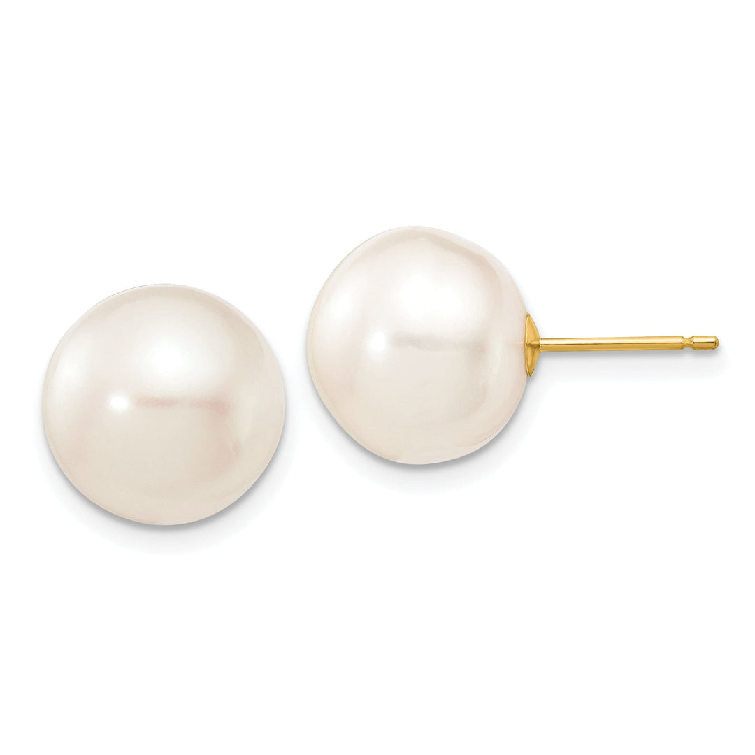 Lovely Rita's Earrings 14k Yellow Gold White Button Pearl Earrings