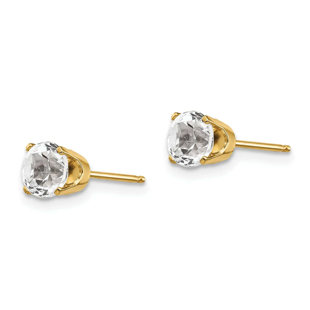 Lovely Rita's Earrings 14k Yellow Gold White Zircon Birthstone Earrings