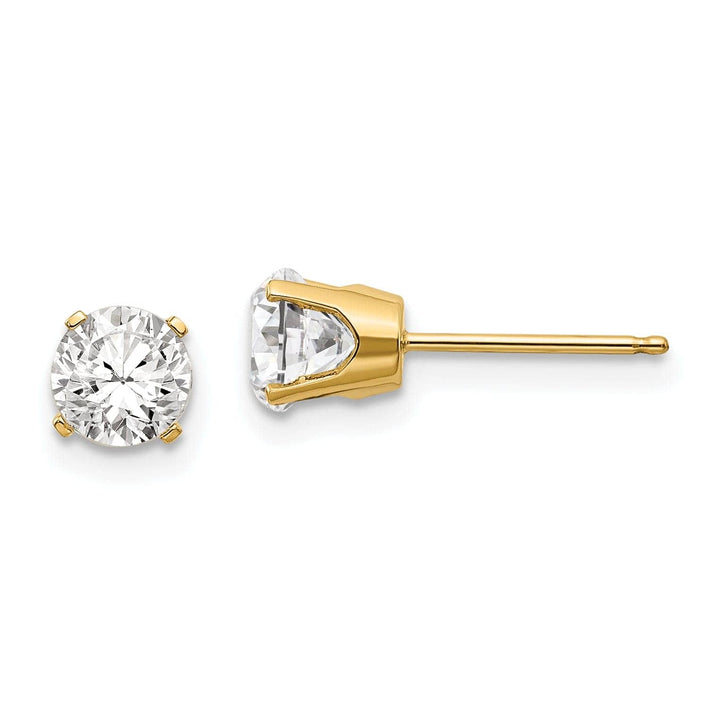 Lovely Rita's Earrings 14k Yellow Gold White Zircon Birthstone Earrings