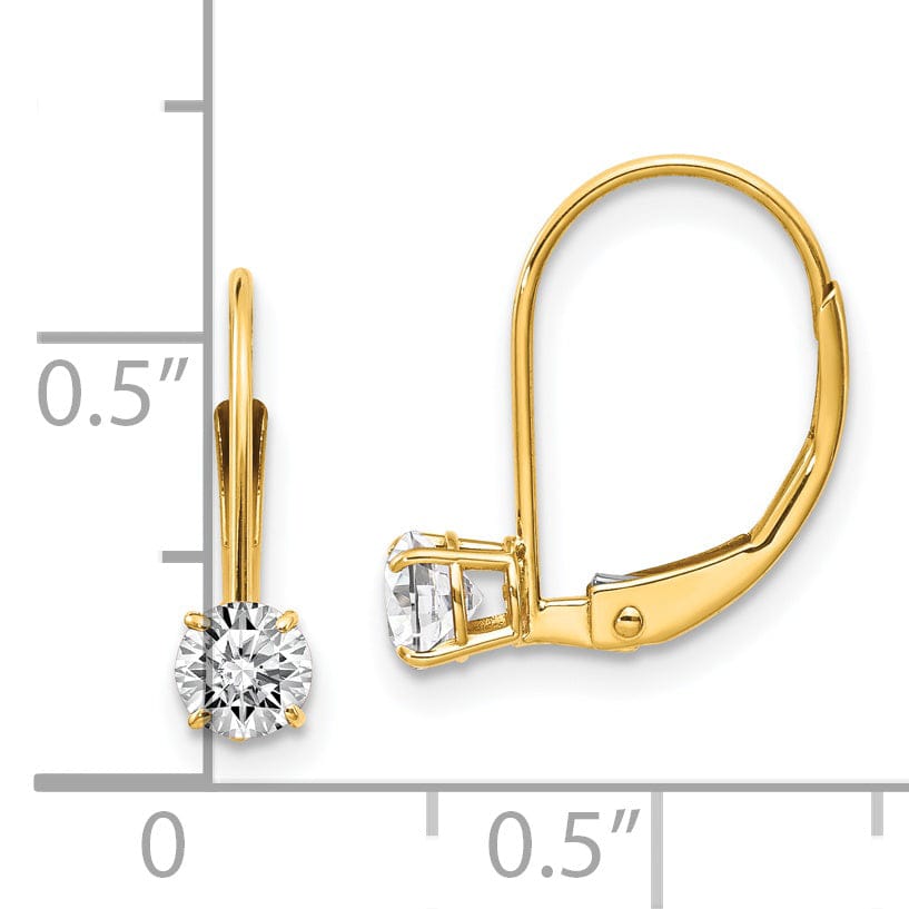 Lovely Rita's Earrings 14k Yellow Gold White Zirconia Birthstone Earrings