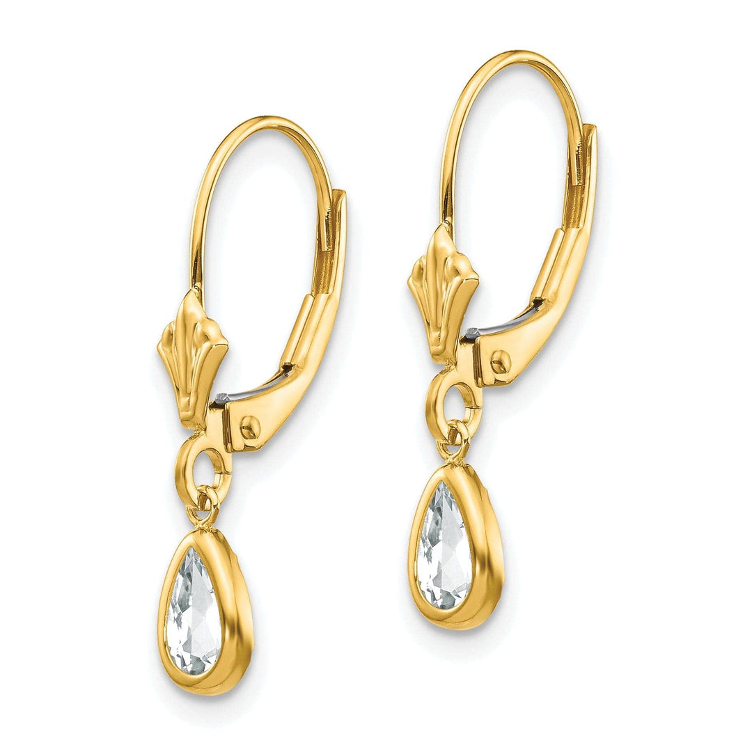 Lovely Rita's Earrings 14k Yellow Gold White Zirconia Birthstone Earrings